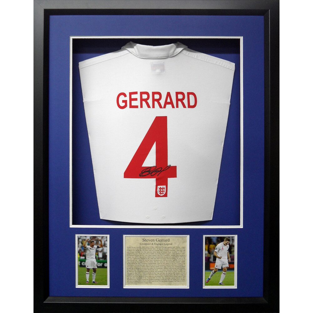 Framed Steven Gerrard Signed England Shirt