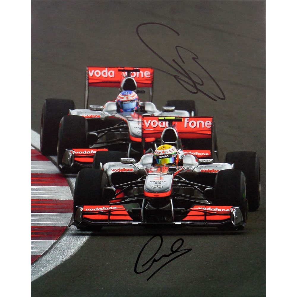 Framed Lewis Hamilton & Jenson Button Signed Canvas