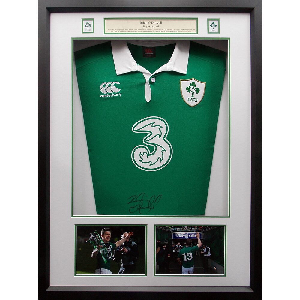 Framed Brian O’Driscoll Signed Ireland Shirt