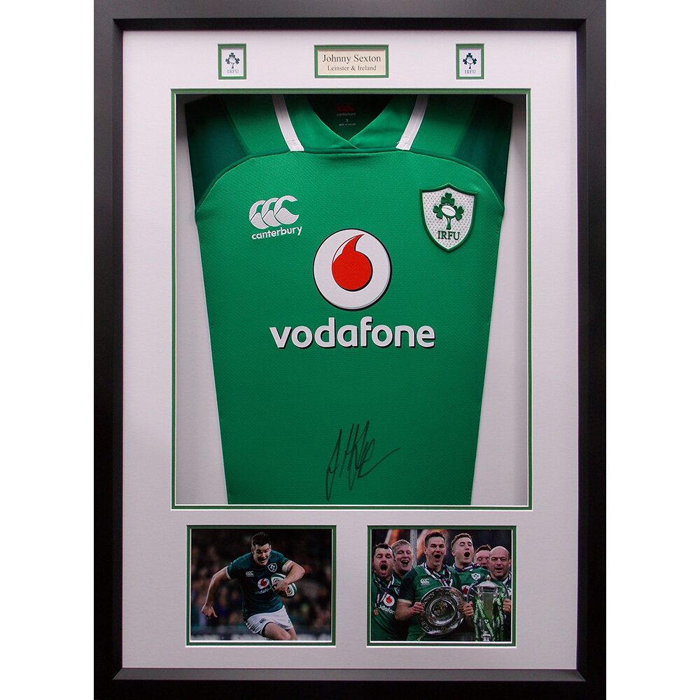 Framed Johnny Sexton Signed Ireland Shirt
