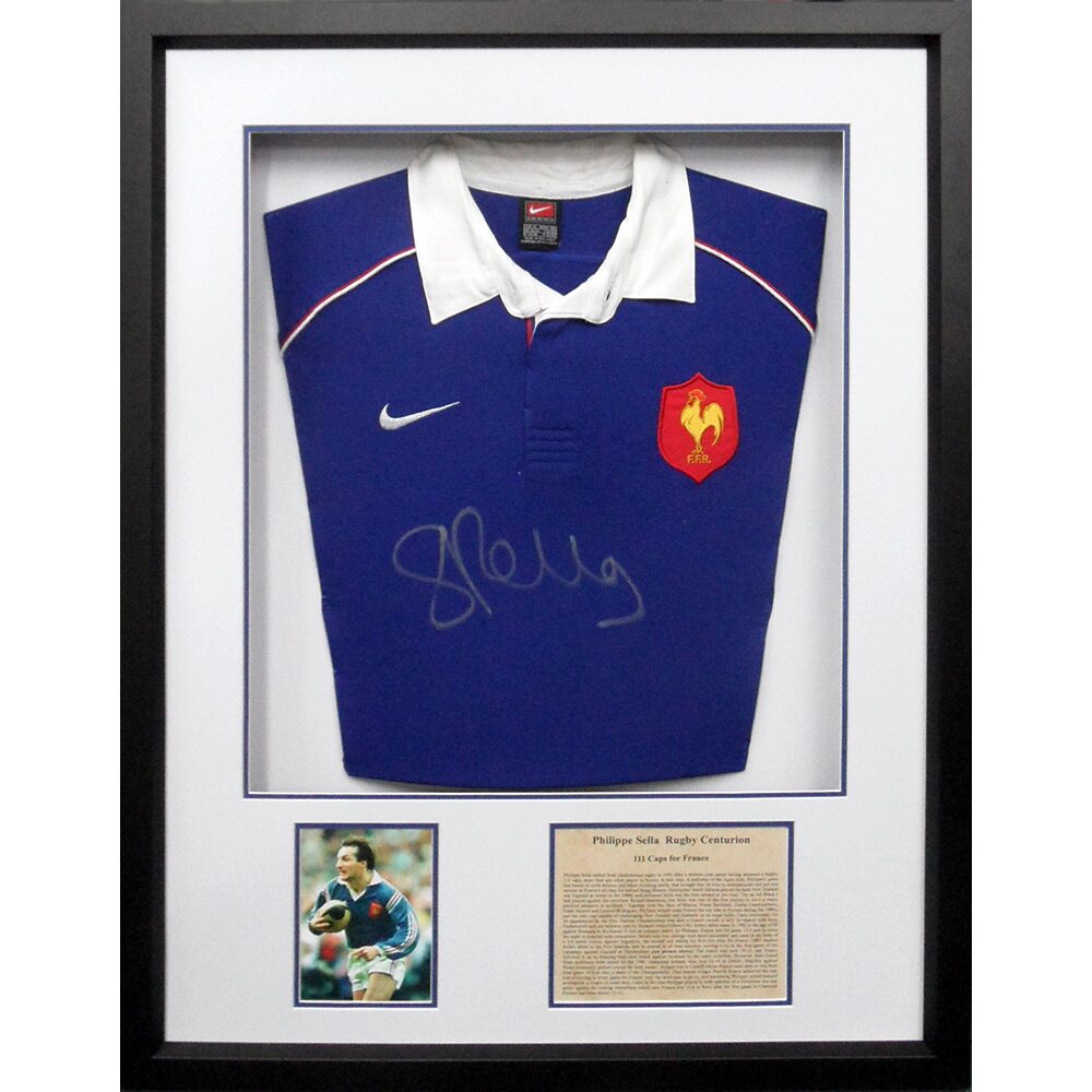 Framed Philippe Sella Signed France Shirt