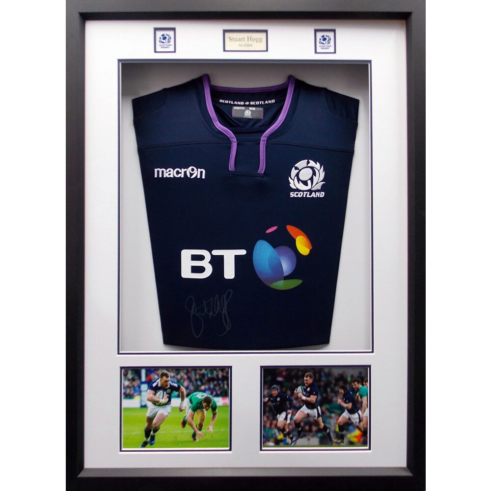 Framed Stuart Hogg Signed Scotland Shirt