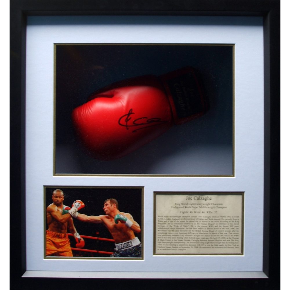 Framed Joe Calzaghe Signed Boxing Glove