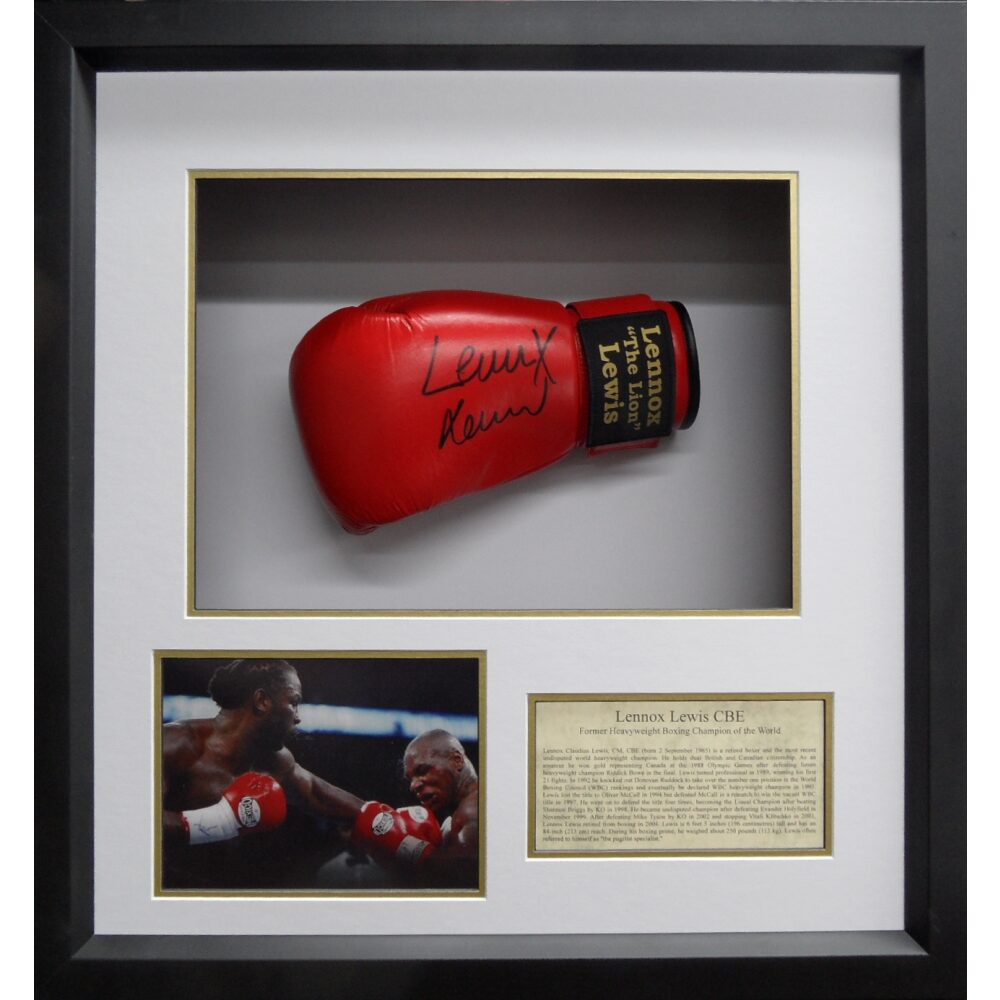 Framed Lennox Lewis Signed Boxing Glove