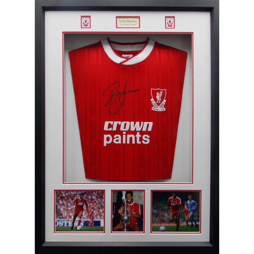Framed John Barnes Signed Liverpool Shirt