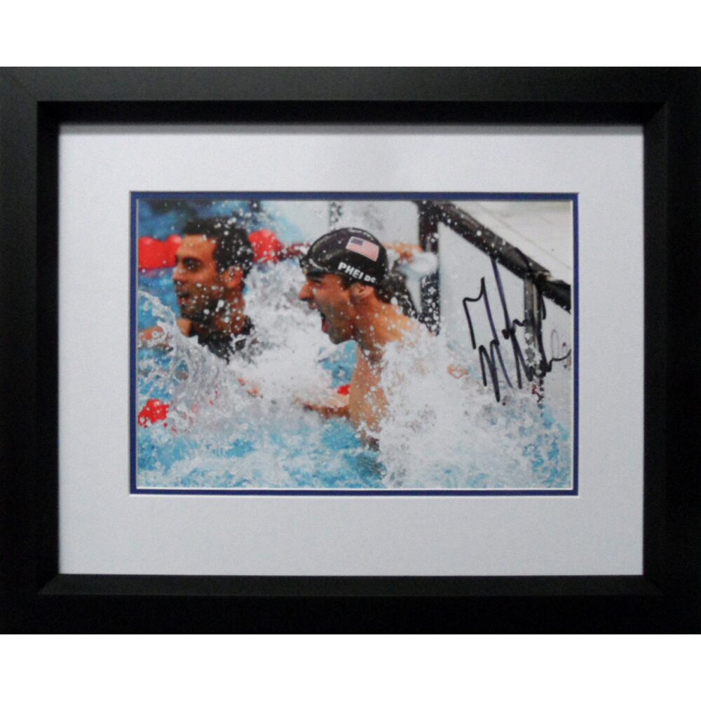 Framed Michael Phelps Signed Photograph