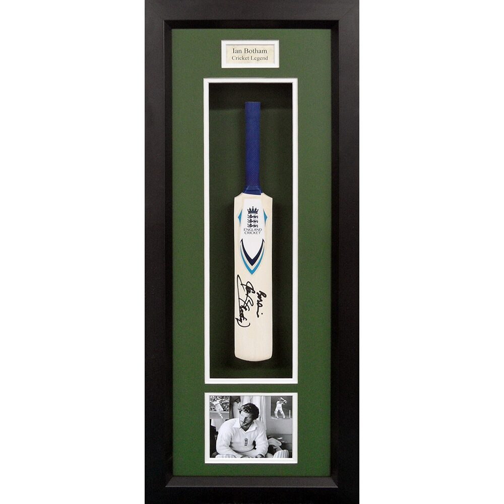 Framed Ian Botham Signed Mini Cricket Bat