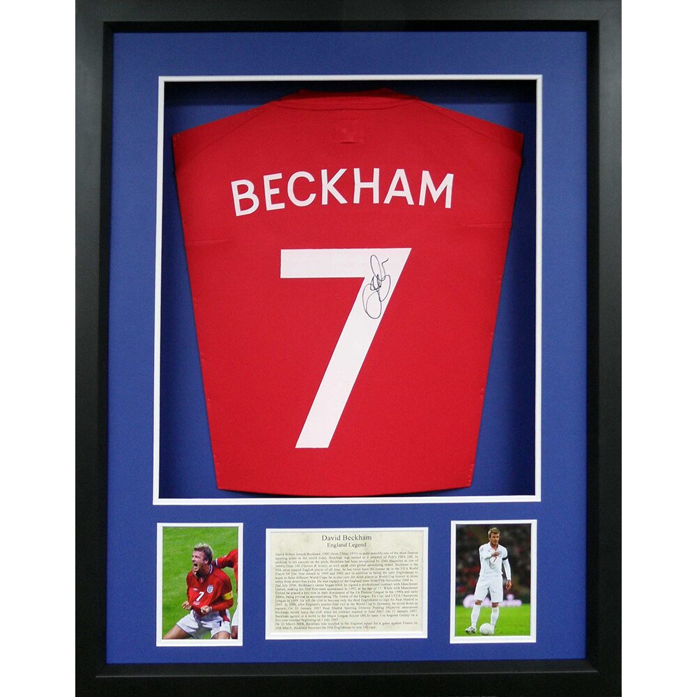 Framed David Beckham Signed England Shirt