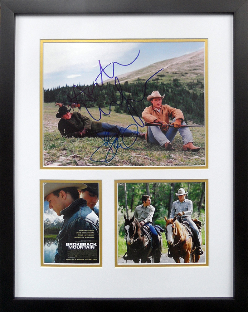 Framed Brokeback Mountain Photograph Signed by Heath Ledger & Jake Gyllenhaal