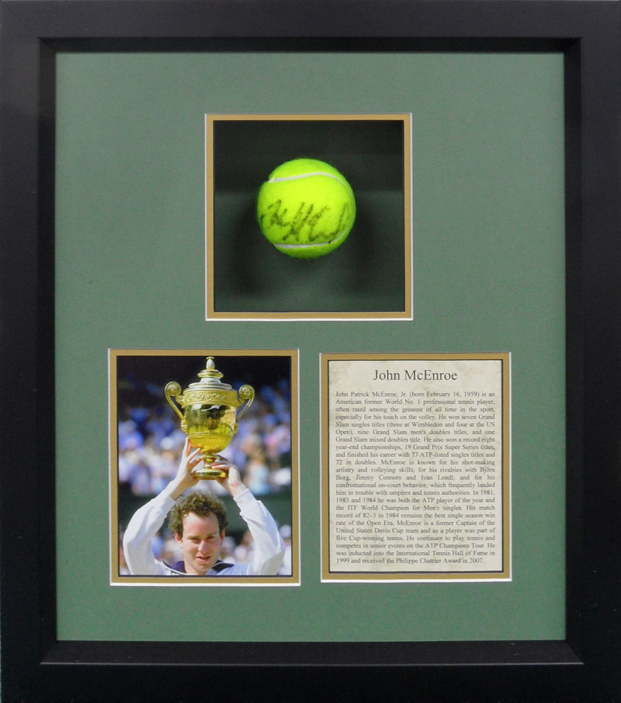 Framed John McEnroe Signed Tennis Ball