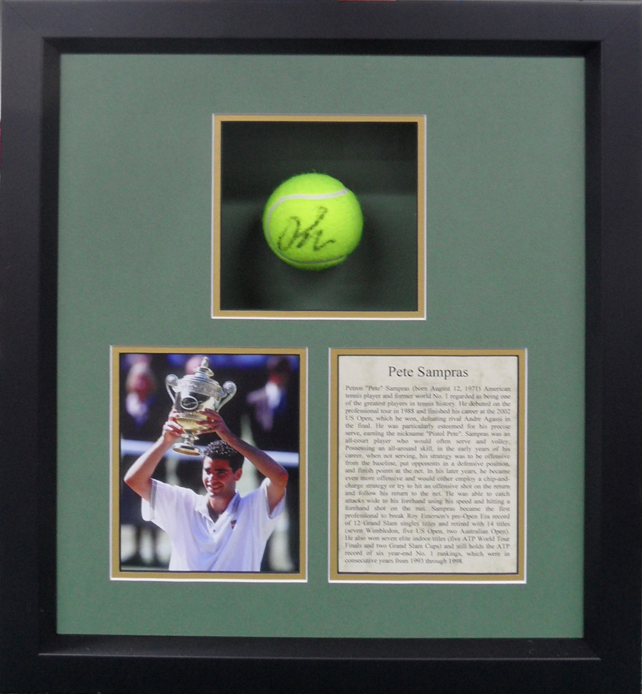 Framed Pete Sampras Signed Tennis Ball