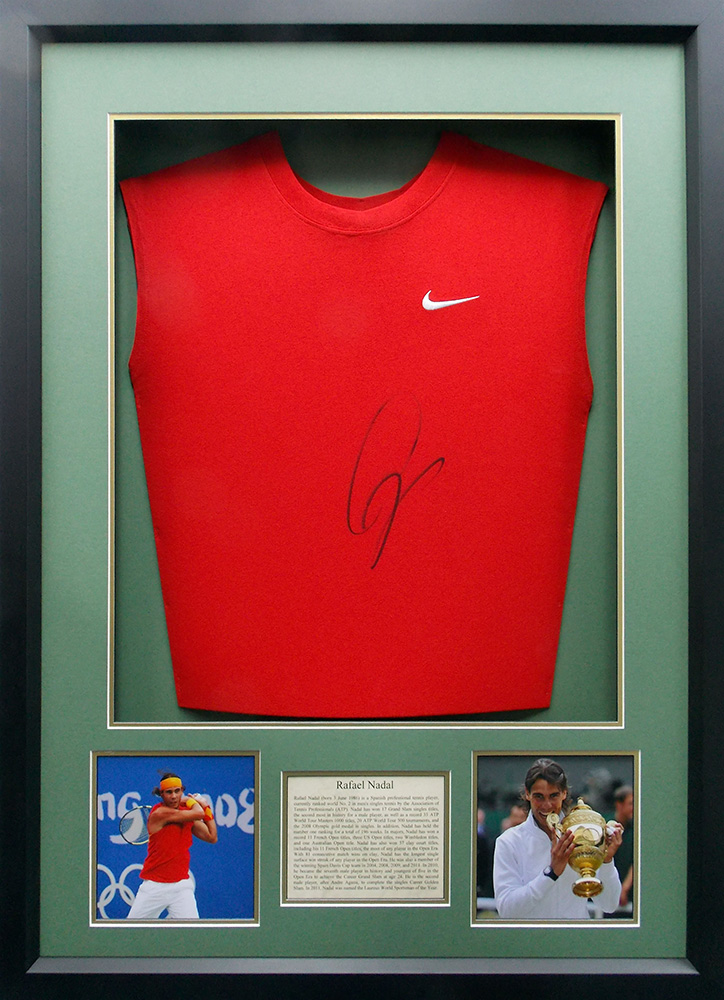 Framed Rafael Nadal Signed Tennis Shirt