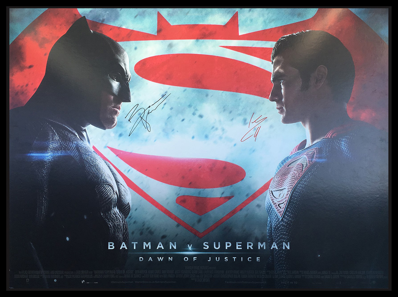 Framed Batman v Superman Poster Signed by Ben Affleck & Henry Cavill