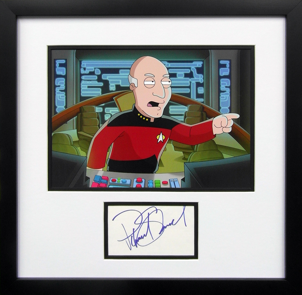 Framed Family Guy Card Signed by Patrick Stewart