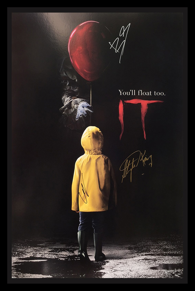 Framed IT Poster Signed by Stephen King, Finn Wolfhard & Bill Skarsgard
