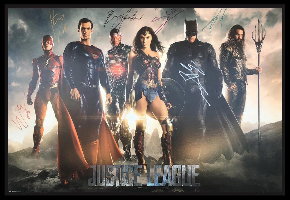 Framed Justice League Signed Poster