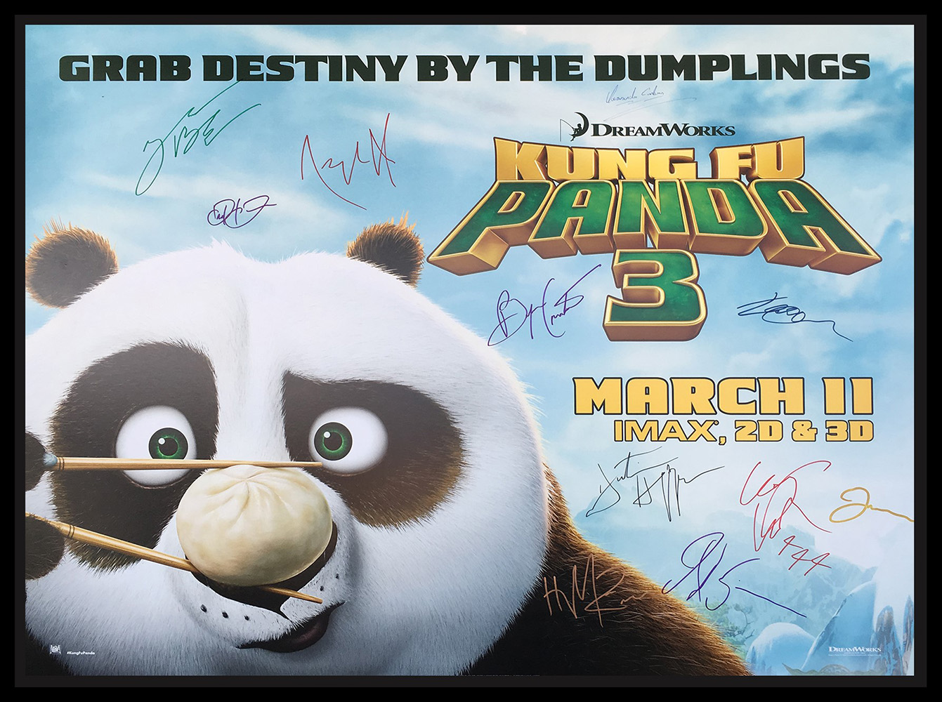 Framed Kung Fu Panda 3 Signed Poster