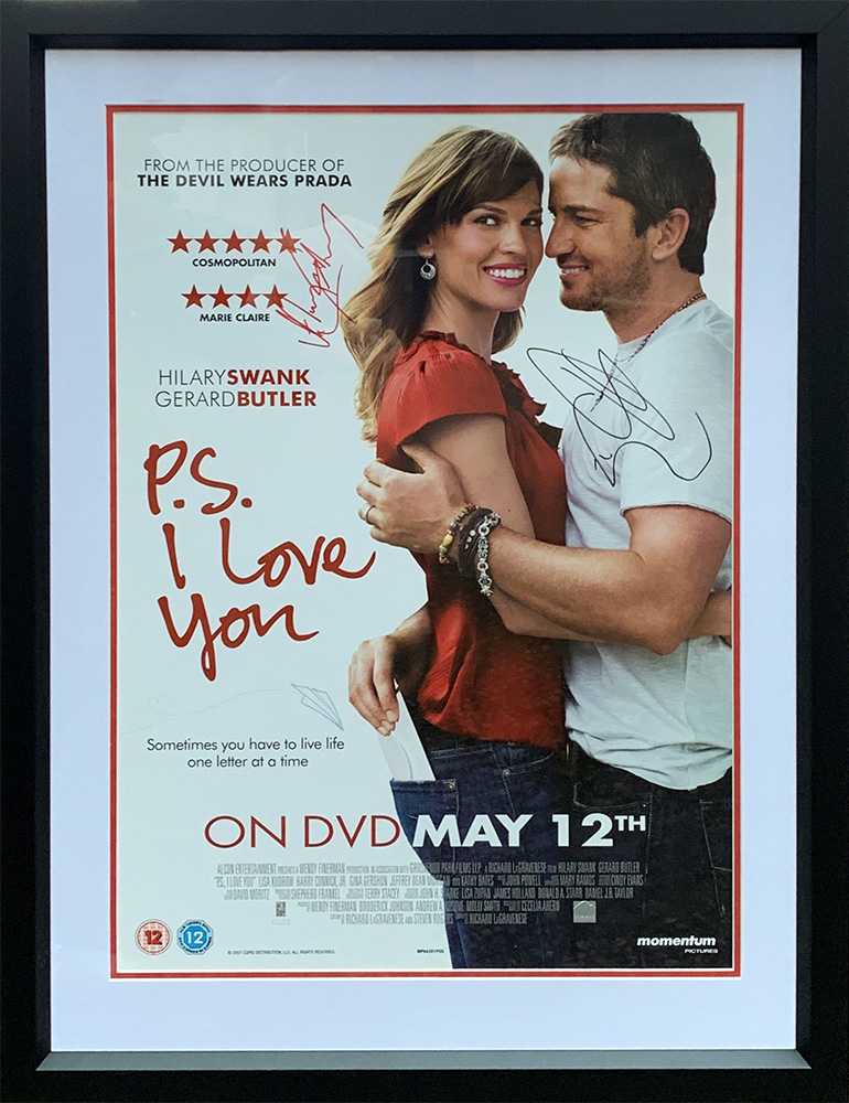 Framed P.S. I Love You Mini Poster Signed by Hilary Swank & Gerard Butler