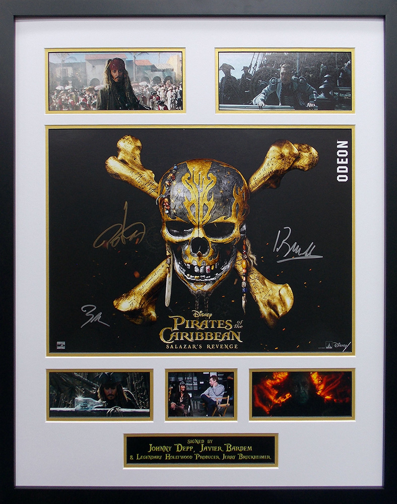 Framed Pirates Of The Caribbean Salazars Revenge Signed Mini Poster