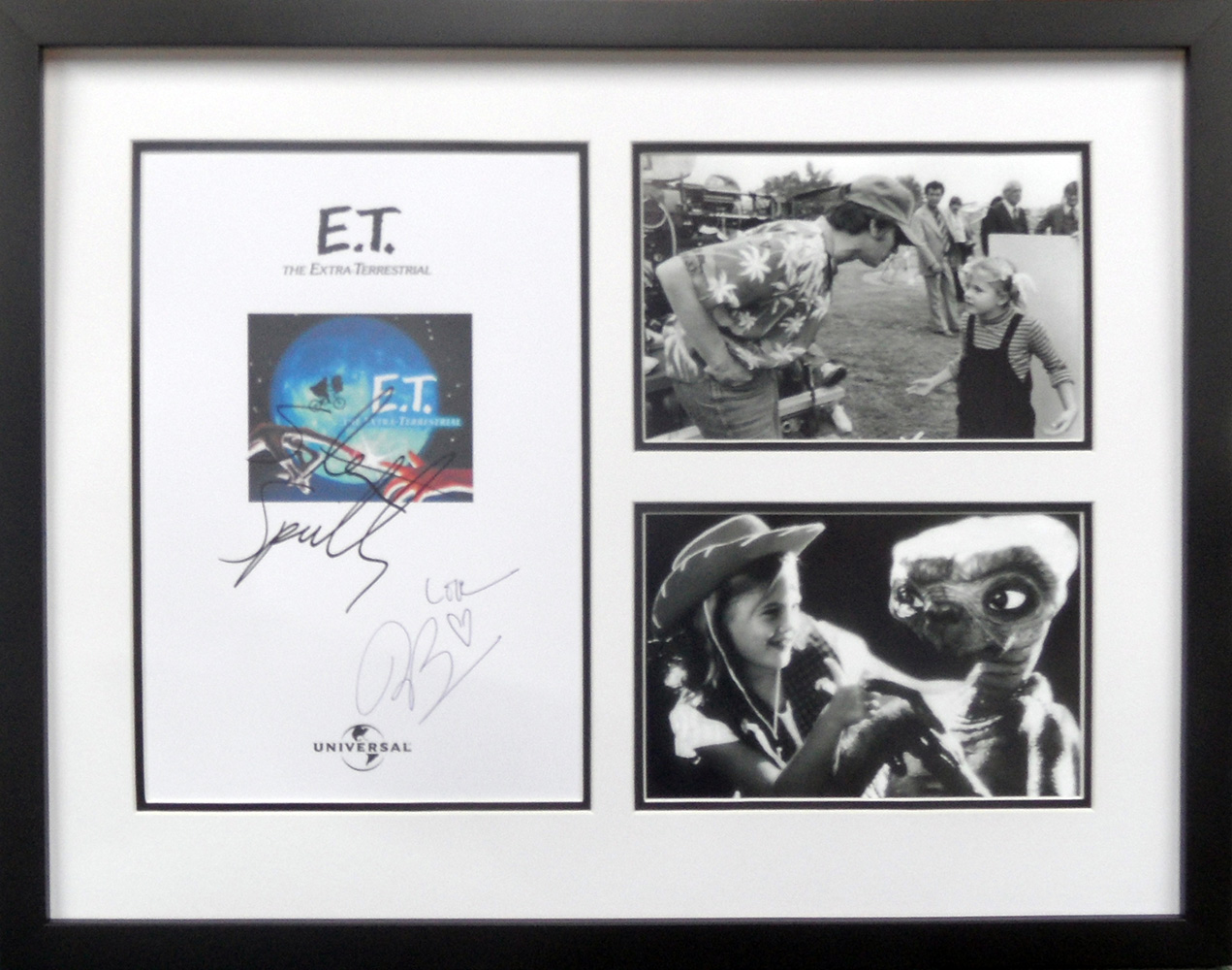 Framed ET Photograph Signed by Steven Spielberg & Drew Barrymore