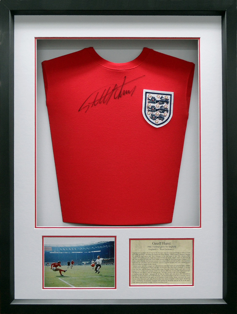 Framed Geoff Hurst Signed England 1966 Shirt