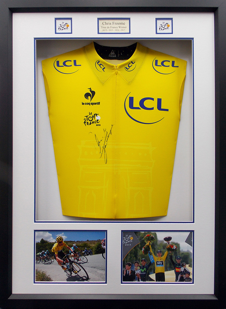 Framed Chris Froome Signed 2015 Tour De France Shirt