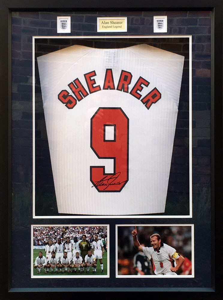 Framed Alan Shearer Signed England Shirt