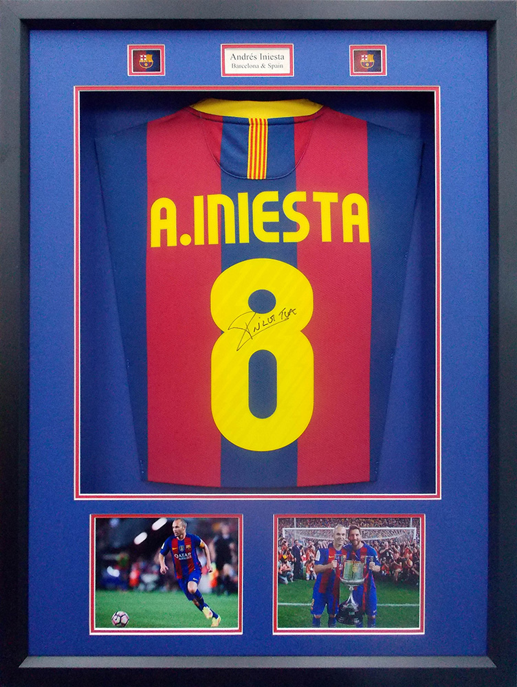 Framed Andrés Iniesta Signed Barcelona Shirt