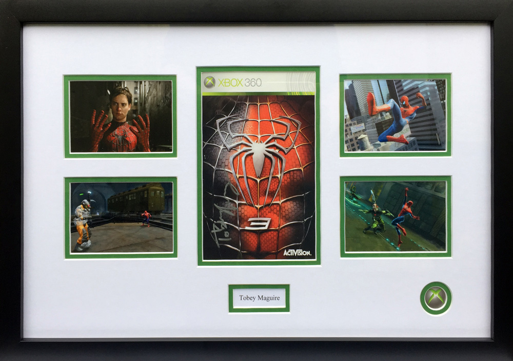 Framed Spiderman 3 Game Inlay Signed by Tobey Maguire