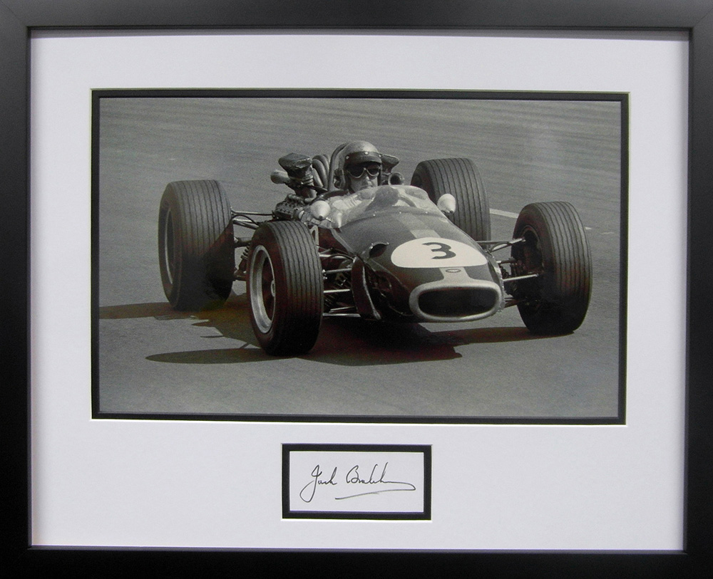 Framed Jack Brabham Signed Card