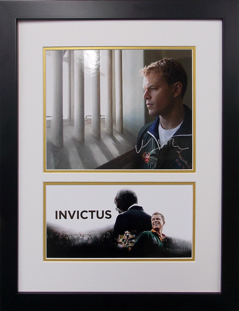 Framed Invictus Photograph Signed by Matt Damon