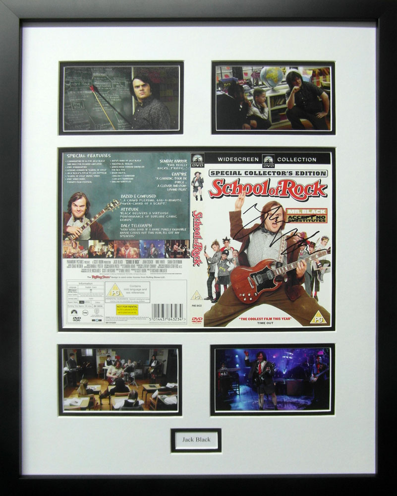 Framed School of Rock DVD Cover Signed by Jack Black