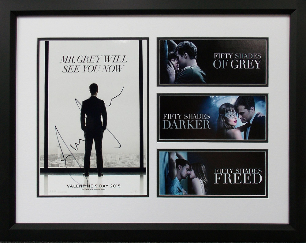 Framed 50 Shades of Grey Mini Poster Signed by Jamie Dornan
