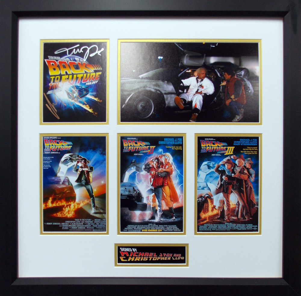 Framed Back To The Future Trilogy DVD Inlay Signed by Michael J Fox & Christopher Lloyd