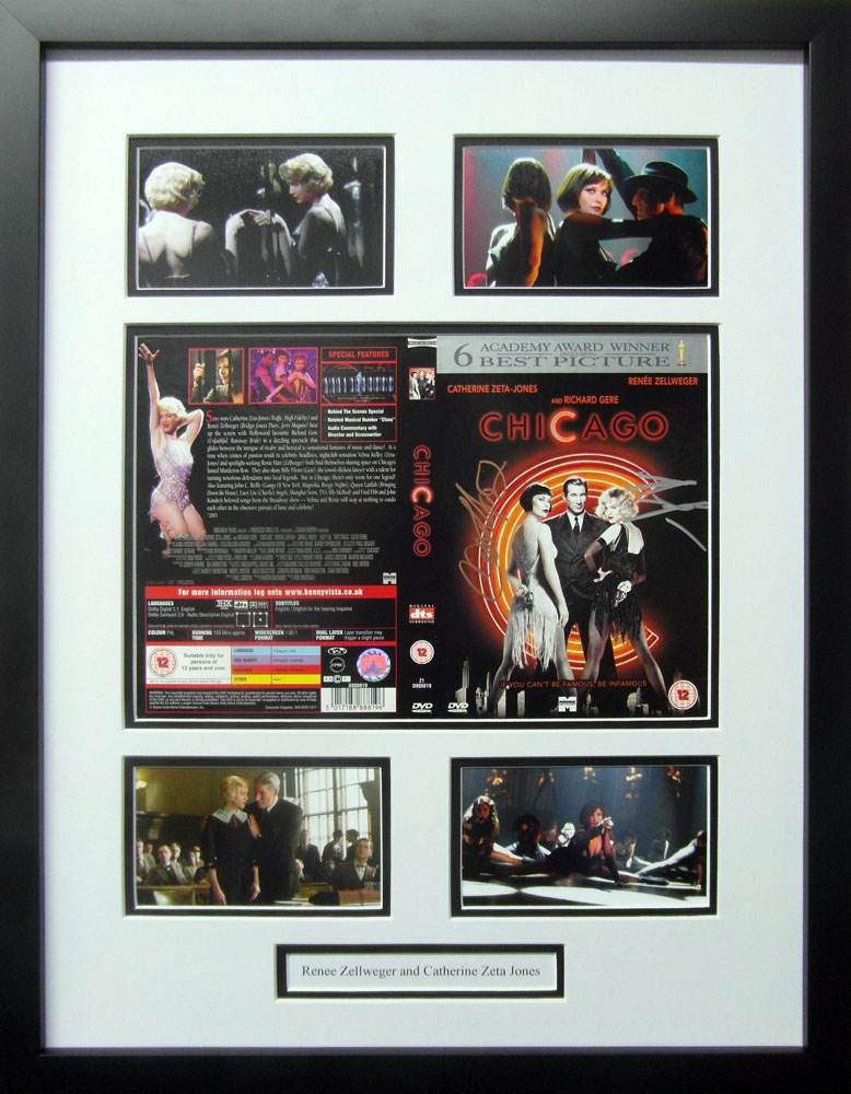 Framed Chicago DVD Cover Signed by Renee Zellweger & Catherine Zeta Jones