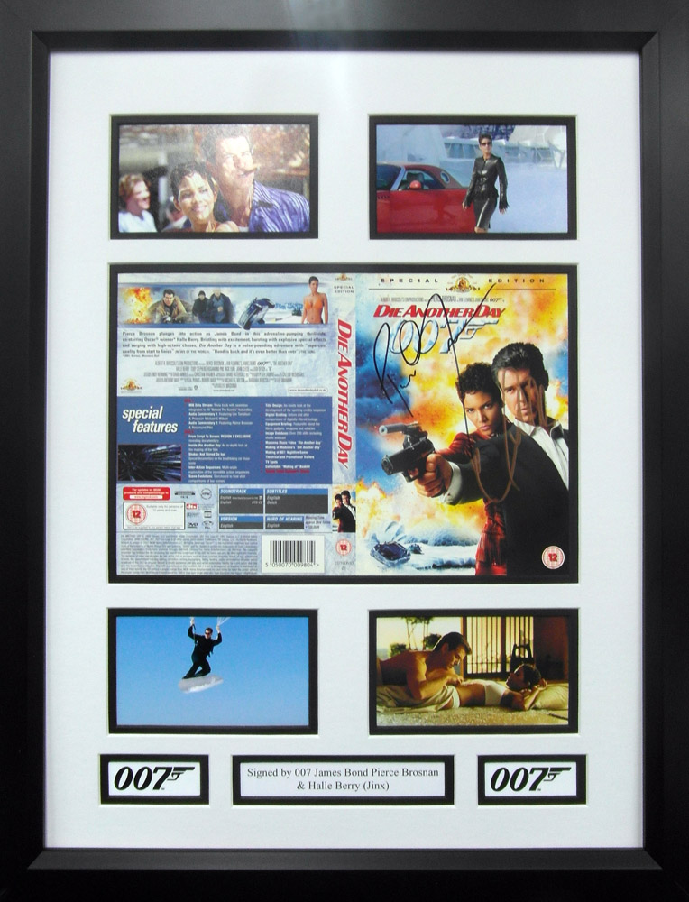 Framed James Bond Die Another Day DVD Cover Signed by Pierce Brosnan & Halle Berry