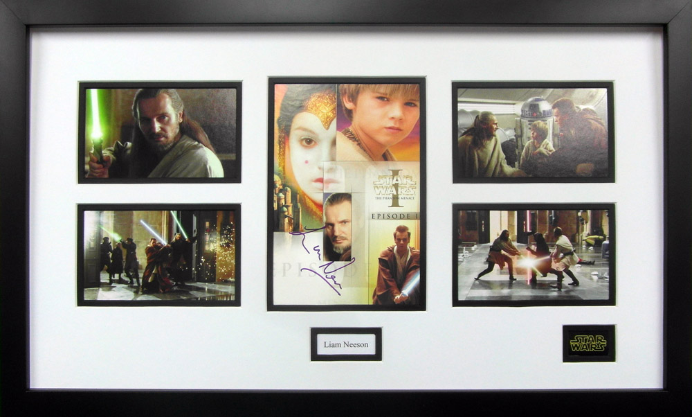 Framed Star Wars Phantom Menace Episode 1 DVD Cover Signed by Liam Neeson