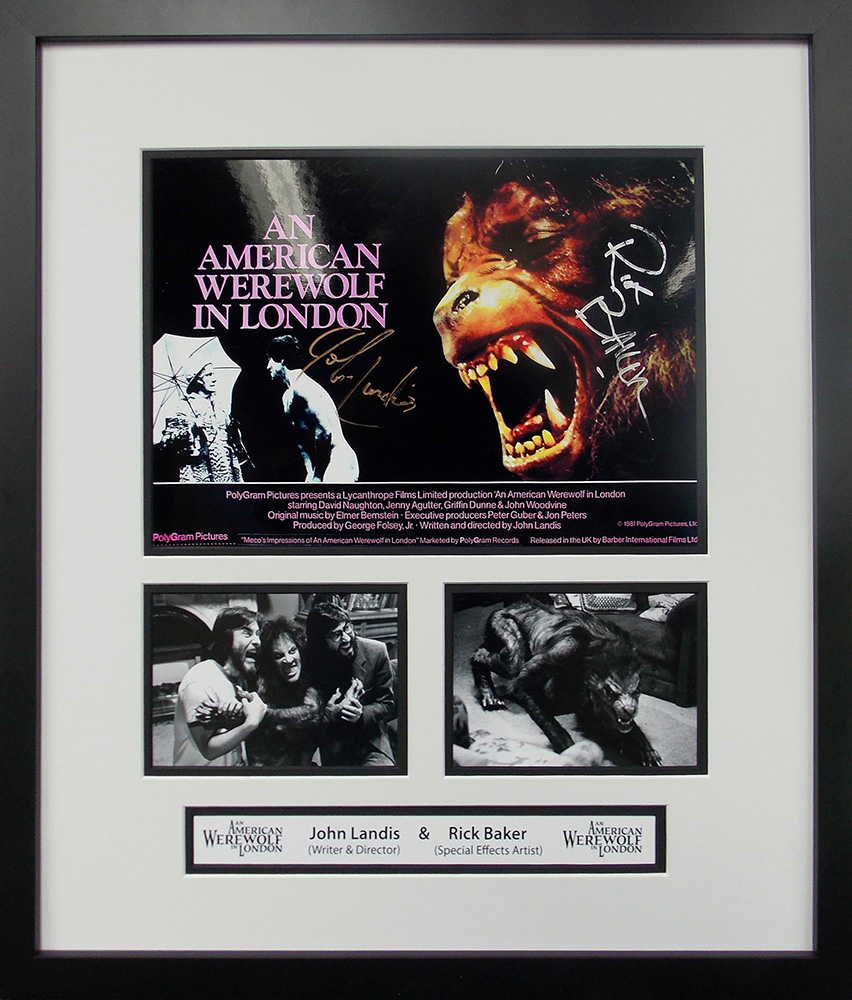 Framed American Werewolf In London Mini Poster Signed by John Landis & Rick Baker
