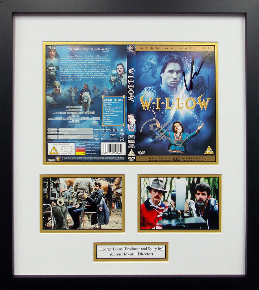 Framed Willow DVD Cover Signed by George Lucas & Ron Howard