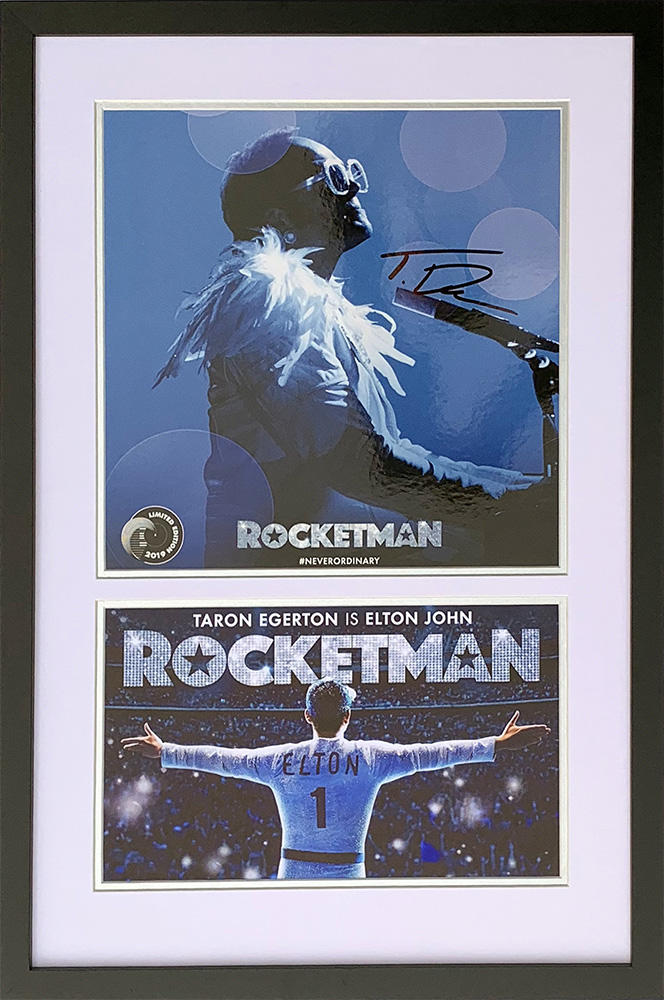 Framed Rocketman Mini Poster Signed by Taron Egerton