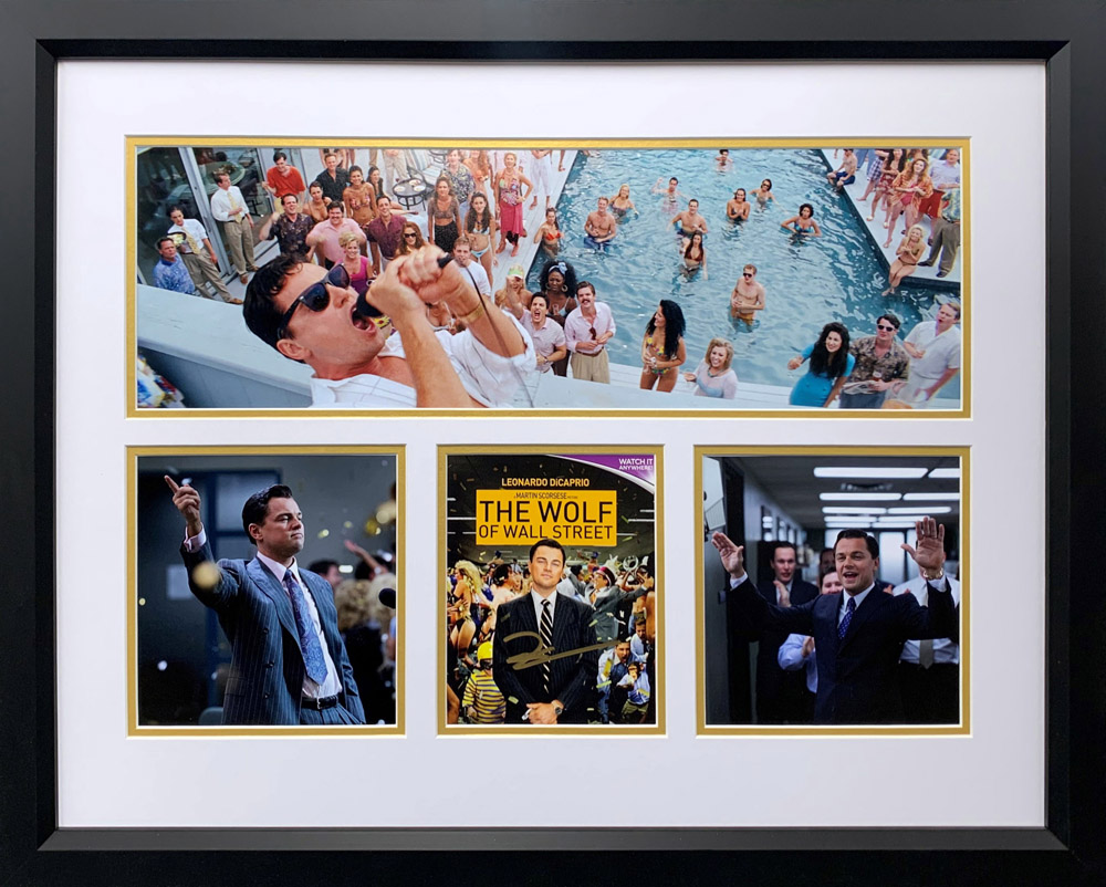 Framed The Wolf Of Wall Street DVD promo Signed by Leonardo DiCaprio