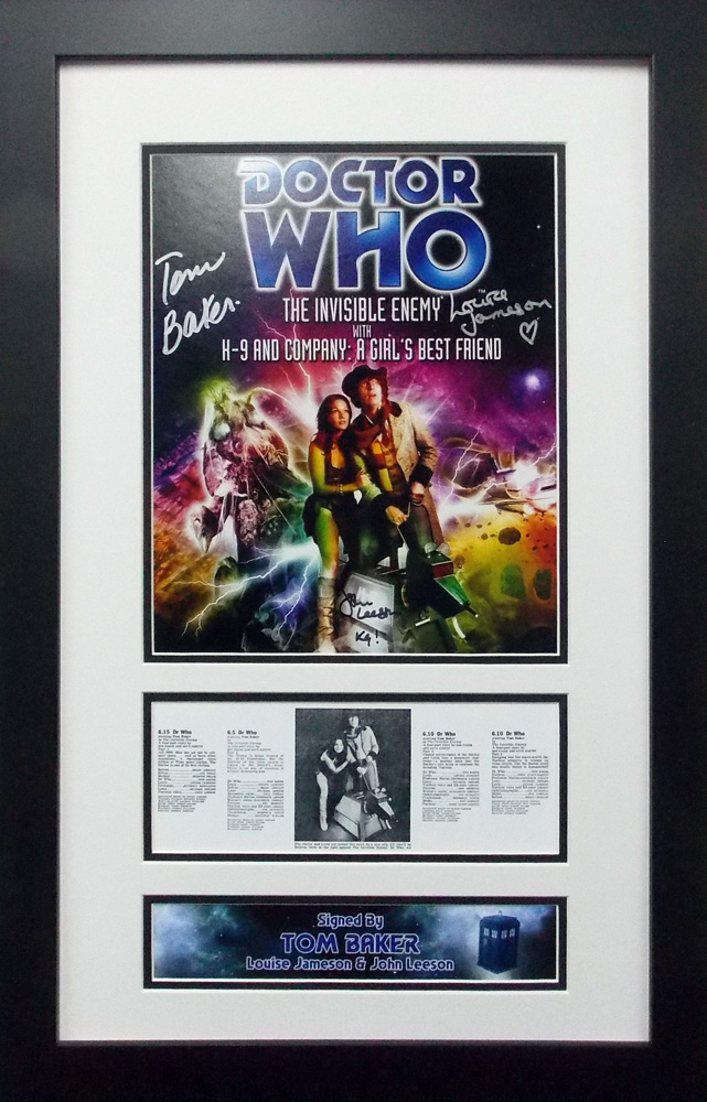 Framed Doctor Who Photograph Signed by Tom Baker, Louise Jameson & John Leeson