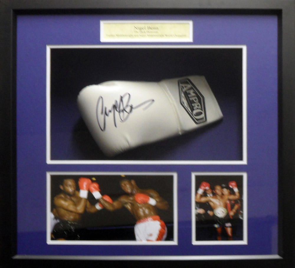 Framed Nigel Benn Signed Boxing Glove