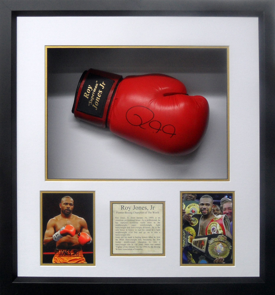 Framed Roy Jones Jr Signed Boxing Glove
