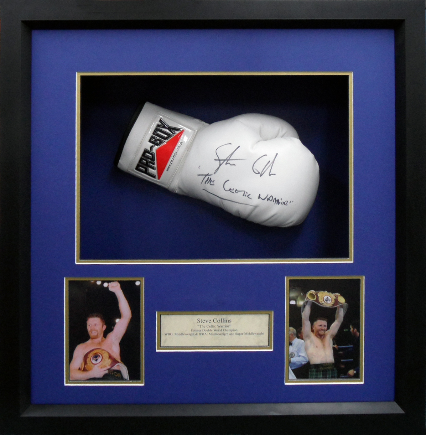 Framed Steve Collins Signed Boxing Glove