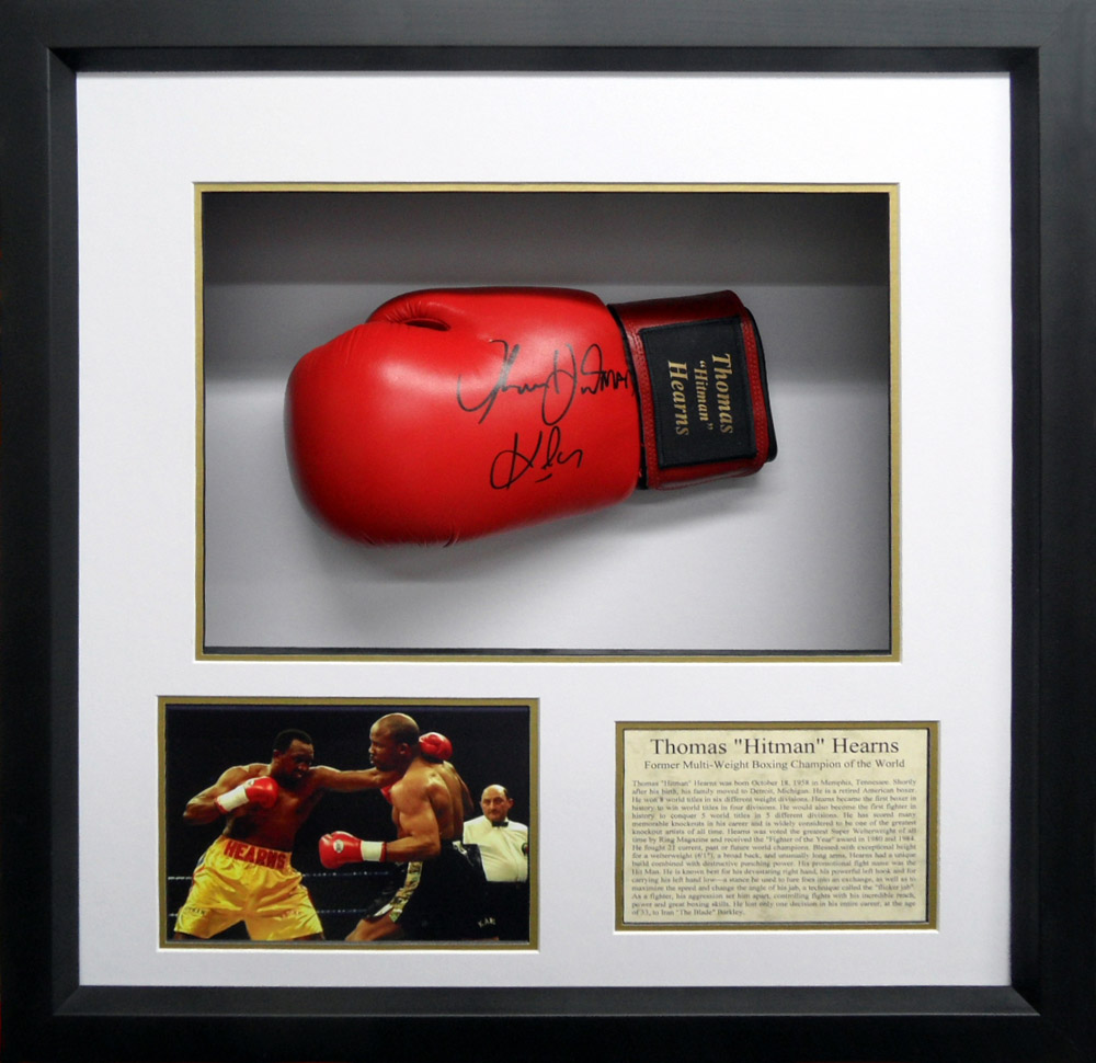 Framed Thomas Hearns Signed Boxing Glove