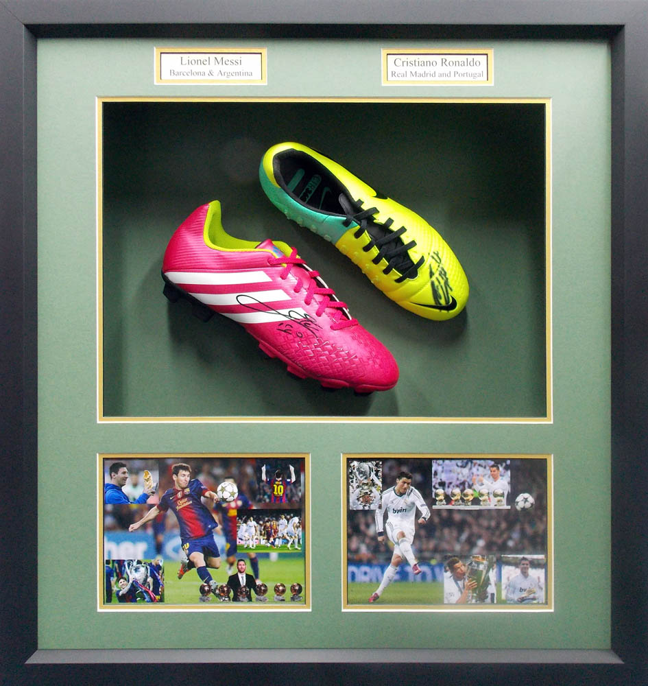 Framed Lionel Mess & Cristiano Ronaldo Signed Boots