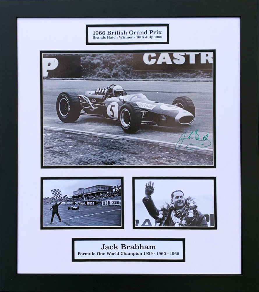 Framed Jack Brabham Signed 1966 Winner Photograph