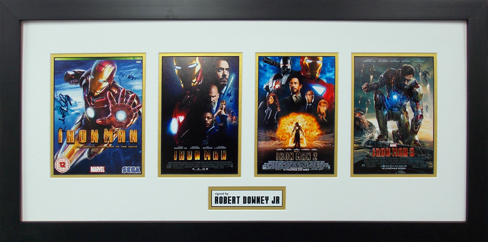 Framed Iron Man Game Inlay Signed by Robert Downey Jr