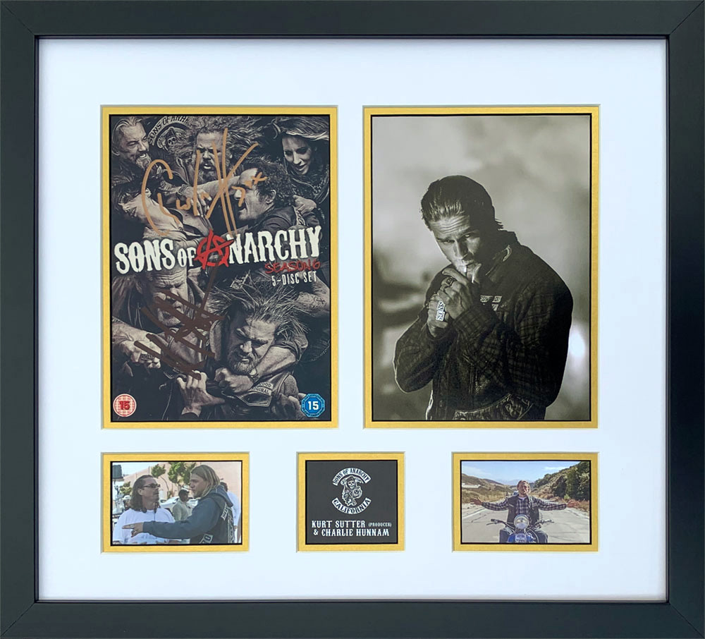 Framed Sons of Anarchy DVD Inlay Signed by Kurt Sutter & Charlie Hunnam